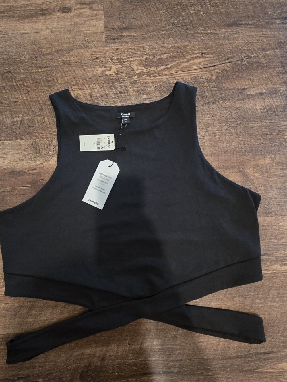 Express Black Crisscross Hem Crop Top